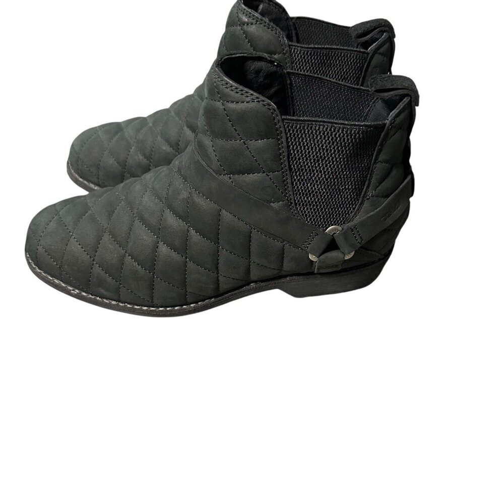 Teva Women De La Vina Waterproof Harness Quilted Moto Black Leather Boots sz 7.5